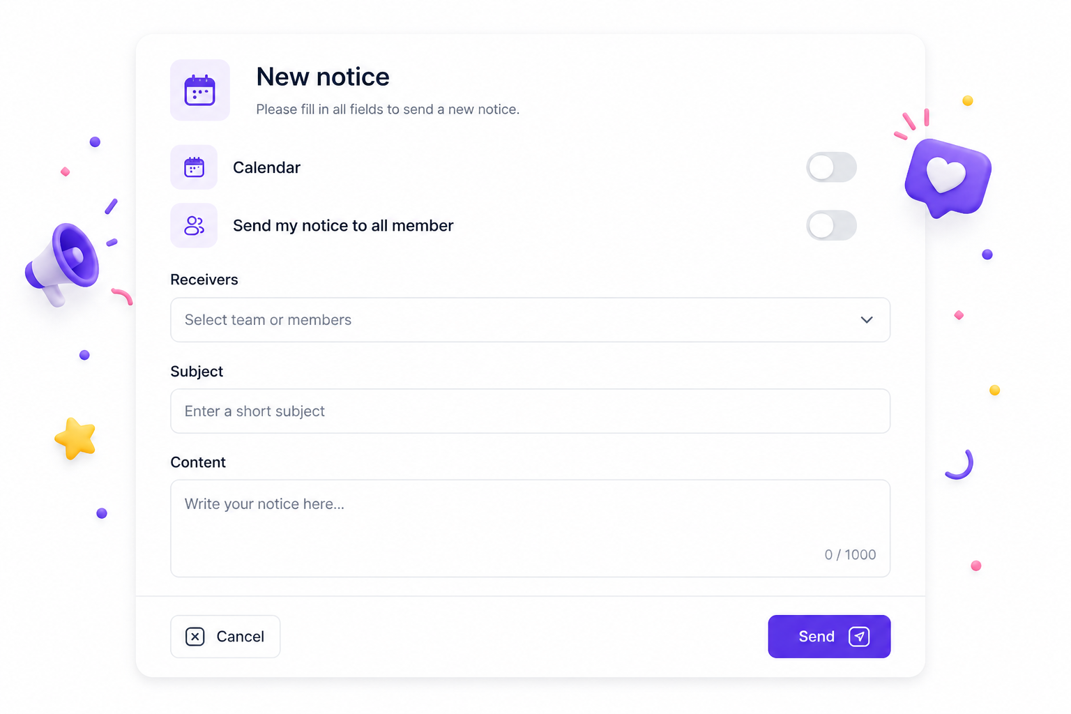Internal communication software notice board preview
